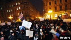 Proteste în piața centrală din Zagreb la 2 martie