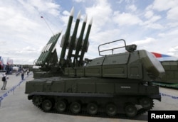 A Russian Buk missile system is seen on display outside Moscow in June 2015. For more on the Buk, see the infographic below.