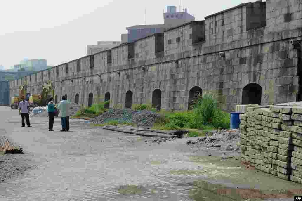 A restored section of a damaged wall in the Intramuros fortress in the Philippine capital, Manila