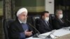 A handout picture provided by the Iranian Presidency on April 15, 2020, shows Iranian President Hassan Rouhani chairing a cabinet session in Tehran.