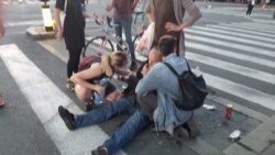 Povređeni demonstrant u Beogradu, 8. jul