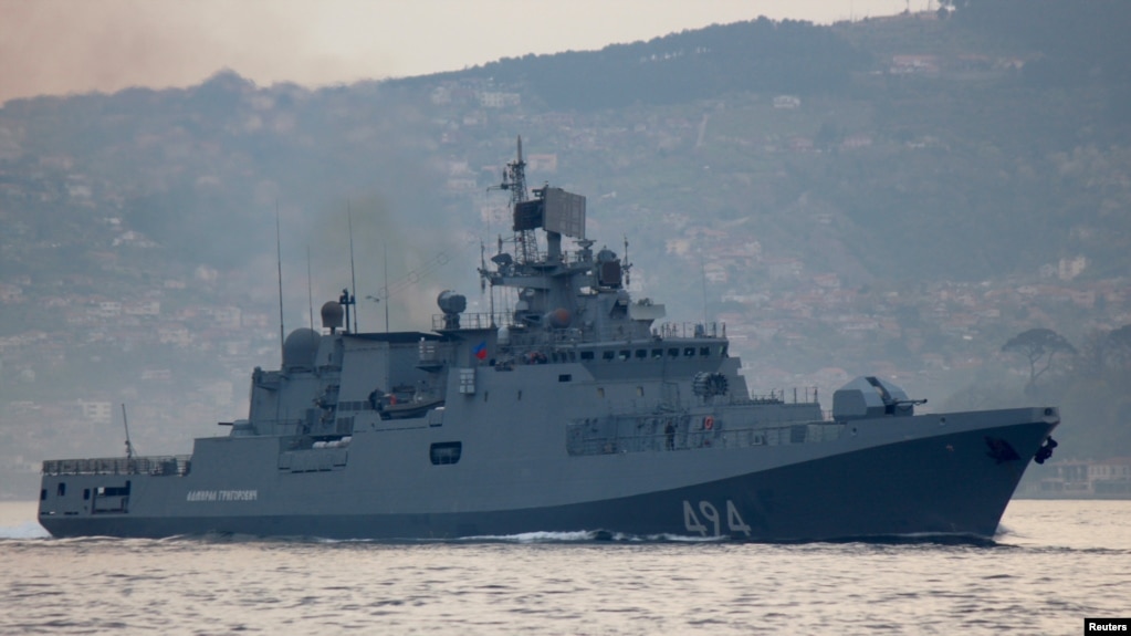 The Russian Navy's Admiral Grigorovich frigate sailing through the Bosphorus Strait last year.