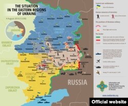 Here's the Ukrainian National Security and Defense Council's map of the military situation on August 4.