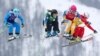 Women skiers compete in the small final of the women&#39;s freestyle ski-cross event. (epa/Daniel Karmann)