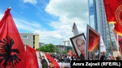 More than 5,000 Kosovar Albanians protested in Pristina.