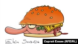 Путин-бургер. (Карикатура Сергея Ёлкина)