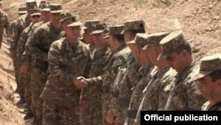 Nagorno-Karabakh- Armenian Defense Minister Seyran Ohanian visits Karabakh Armenian frontline troops, 27July2014.