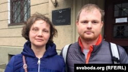 Palina Sharenda-Panasyuk (left) and her husband Andrey Sharenda (file photo)