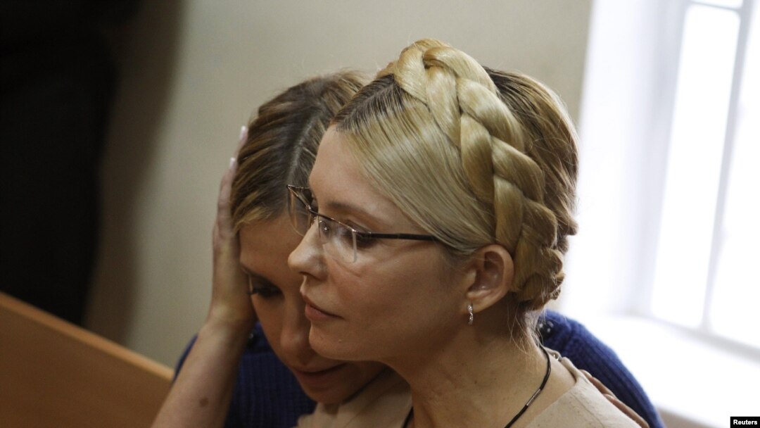 Yulia Tymoshenko and her daughter, Yevhenia, at a court session in Kyiv in October, when the former prime minister was convicted.