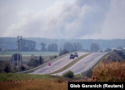 Дим від вибухів на складах у Калинівці, Вінниччина, 27 вересня 2017 року