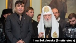 Міхеїл Саакашвілі і Київський патріарх Філарет. Київ, 8 лютого 2015 року