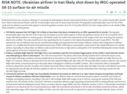 Отчет аналитической компании IHS Markit о падении украинского самолета в Иране