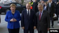 Меркель, Путин и Гутерриш, Берлин, 19 января 2020 