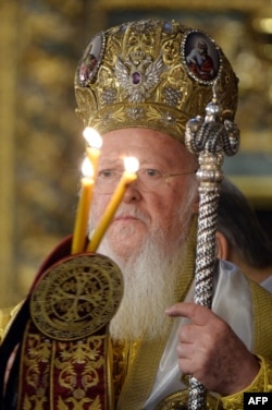 Ecumenical Patriarch Bartholomew I of Constantinople leads the Divine Liturgy at the St. George church in Istanbul on November 30.