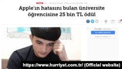 Türkmen studenti tapan sistema ýalňyşy üçin Apple kompaniýasyndan 25 müň lira baýrak aldy