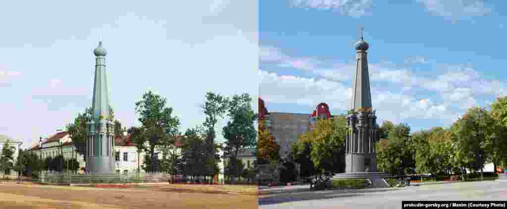 A monument in the town of Polotsk commemorating Russia&#39;s 1812 war with France. 1912/2012