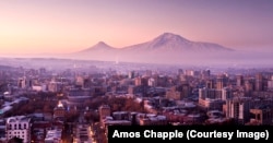 The city of Yerevan, with Mt. Ararat seen in the background