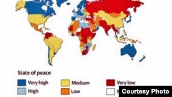 World -- The 2011 Global Peace Index map