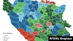 Этническая карта Боснии в 1991 г.