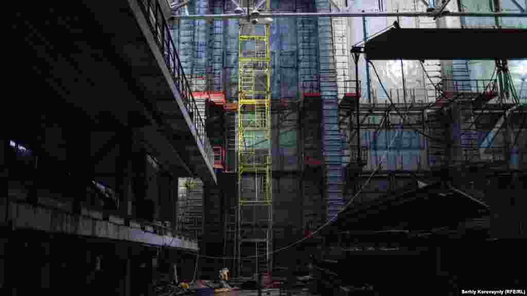 The ruins of the turbine hall in Unit 4. When the reactor exploded, falling radioactive debris set the roof of the building on fire.&nbsp;