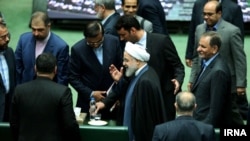 Iran -- Iranian President Hassan Rouhani appeared before parliament on Aug. 28 to answer questions on his government's handling of Iran's economic struggles.