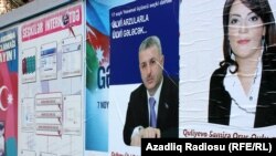 Posters for the November 7 parliamentary elections in Baku