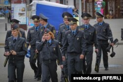 Ілюстрацыйнае фота. Беларуская міліцыя падчас візыту маскоўскага патрыярха Кірыла ў Менск, чэрвень 2015 году