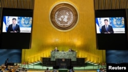 Президент України Володимир Зеленський виступає на загальних дебатах 75-ї сесії Генеральної асамблеї ООН цього року