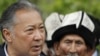 Ousted President Kurmanbek Bakiev talks to his supporters in his home village of Teyit in the southern Jalal-Abad region.