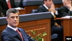 17 shkurt 2008: Hashim Thaçi, atëkohë kryeministër, në ditën e shpalljes së pavarësisë së Kosovës.