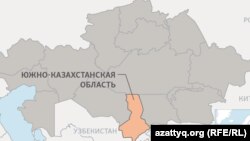 Оңтүстік Қазақстан облысының картадағы орны (Көрнекі сурет).