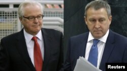 Министр иностранных дел Украины Андрей Дещица (справа) и постоянный представитель России в ООН Виталий Чуркин.