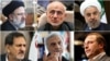 Six Presidential nominees Clockwise; Raeisi, Mirsalim, Rouhani, Ghalibaf, Hashemitaba, Jahangiri.