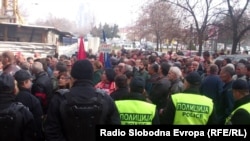 Протести на стечајни работници во Скопје.