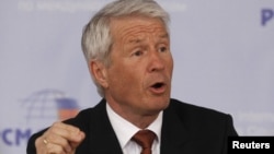 Russia -- Secretary-General of the European Commission Thorbjorn Jagland speaks during the "Euro-Atlantic Security Community: Myth or Reality?" conference in Moscow, 23Mar2012
