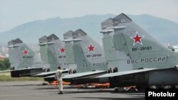 Armenia - Russian MiG-29 fighter jets at Erebuni airfield in Yerevan, 11Jun2014.