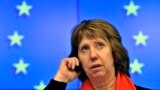 Catherine Ashton după reuniunea Consiliului Miniștrilor de Externe de la Bruxelles la 20 februarie pe tema situației din Ucraina