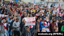 Tens Of Thousands March On 50th Day Of Protests In Belarus
