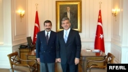 Turkey -- President Abdullah Gul (R), interviewed by RFE/RL's correspondent Mais Alizade, Istanbul, Sep2008 