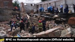 Место обрушения в Новосибирске