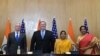 This handout photo from India's Ministry of External Affairs taken on September 6, 2018 shows US Secretary of Defense Jim Mattis (L), US Secretary of State Mike Pompeo (2L), Indian Foreign Minister Sushma Swaraj (2R) and Indian Defense Minister Nirmala Si