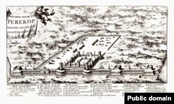 Город и крепость Перекоп (Ор-Капу) из книги голландского политика и картографа Н. Витсена