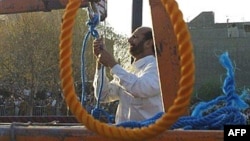 A noose is prepared ahead of public hanging in Tehran.
