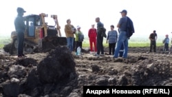 Протестующие у посёлка Черемза в Кемеровской области