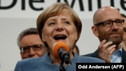 Գերմանիա - Կանցլեր Անգելա Մերկելը ելույթ է ունենում իր կուսակցության կենտրոնական գրասենյակում, Բեռլին, 24-ը սեպտեմբերի, 2017թ․