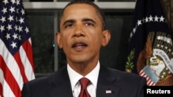 باراک اوباما در حال اعلام پایان رسمی جنگ در عراق