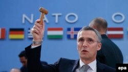 Belgium -- NATO Secretary-General Jens Stoltenberg opens a NATO/Ukraine Foreign affairs ministers meeting at the NATO headquarters in Brussels, December 2, 2015