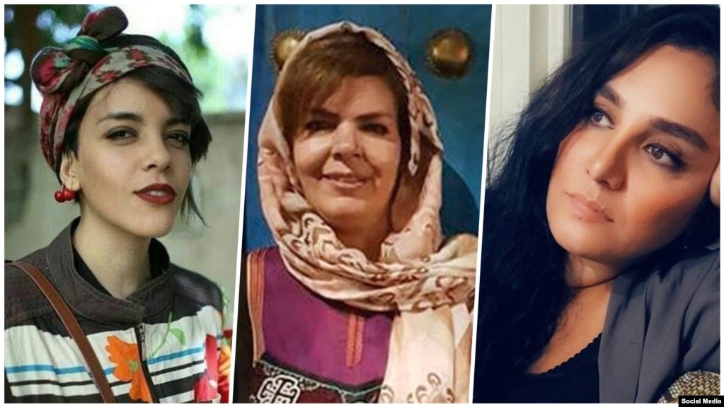 Iranian womenâs rights defenders Monireh Arabshahi (Center), Yasaman Aryani (Left) and Mojgan Keshavarz (Right) have been detained in Shahr-e Ray prison, outside Tehran, since April 2019. 