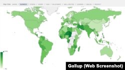 نقشۀ تعاملی سایت «گالوپ» جوامع غمگین‌تر را پُر رنگ‌تر ترسیم کرده است