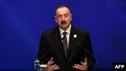 Президент Азербайджану Ільгам Алієв виступає на Всесвітньому нафтовому конгресі, Стамбул, 10 липня 2017 року 